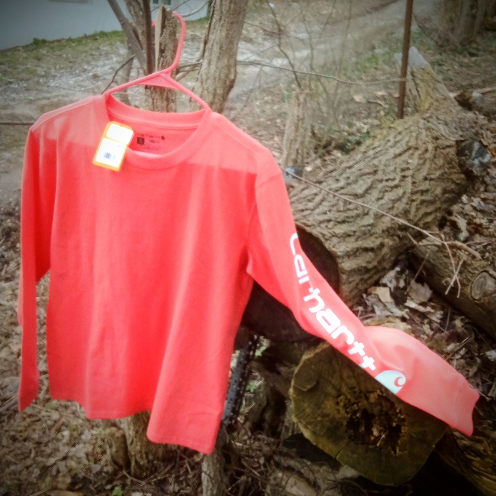 Carhartt Women's Heavyweight Long-sleeve T-shirt. Electric Coral